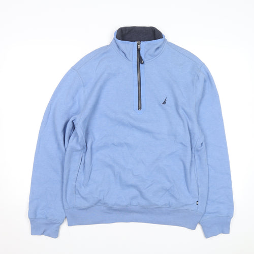 Nautica Men's Blue 1/4 Zip Fleece Sweatshirt M Regular Fit