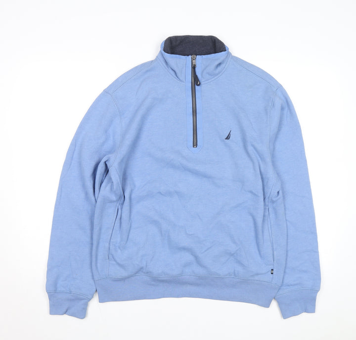 Nautica Men's Blue 1/4 Zip Fleece Sweatshirt M Regular Fit