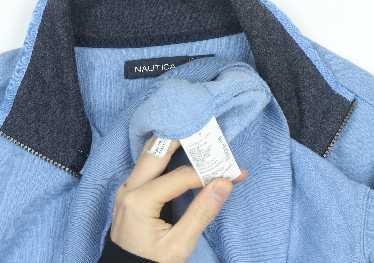 Nautica Men's Blue 1/4 Zip Fleece Sweatshirt M Regular Fit