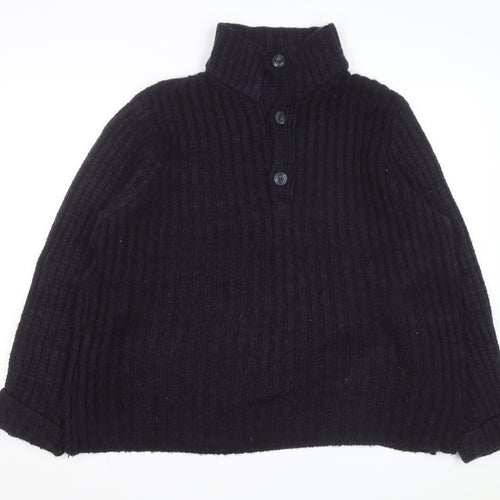 John Lewis Men’s Black Chunky Wool Henley Jumper Size L