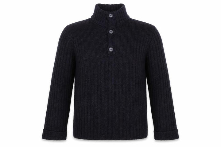 John Lewis Men’s Black Chunky Wool Henley Jumper Size L
