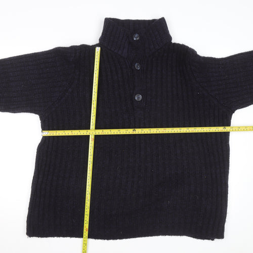 John Lewis Men’s Black Chunky Wool Henley Jumper Size L