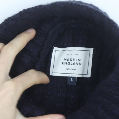 John Lewis Men’s Black Chunky Wool Henley Jumper Size L