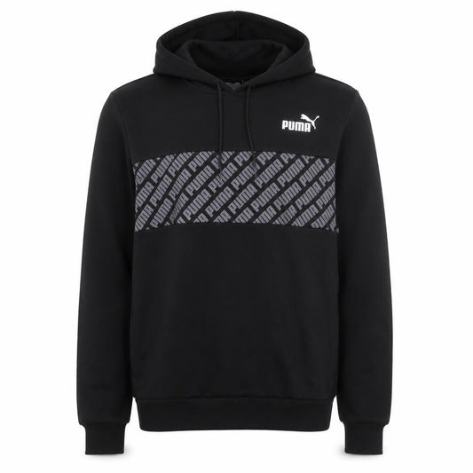 Front view of Puma Men's Black Pullover Hoodie Small Sportswear Fleece