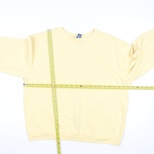 Karen Scott Unisex Yellow Cotton Blend Crew Neck Pullover Sweatshirt L