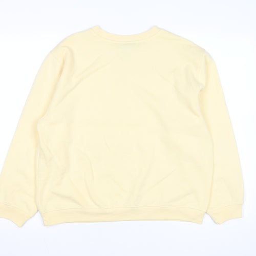 Karen Scott Unisex Yellow Cotton Blend Crew Neck Pullover Sweatshirt L