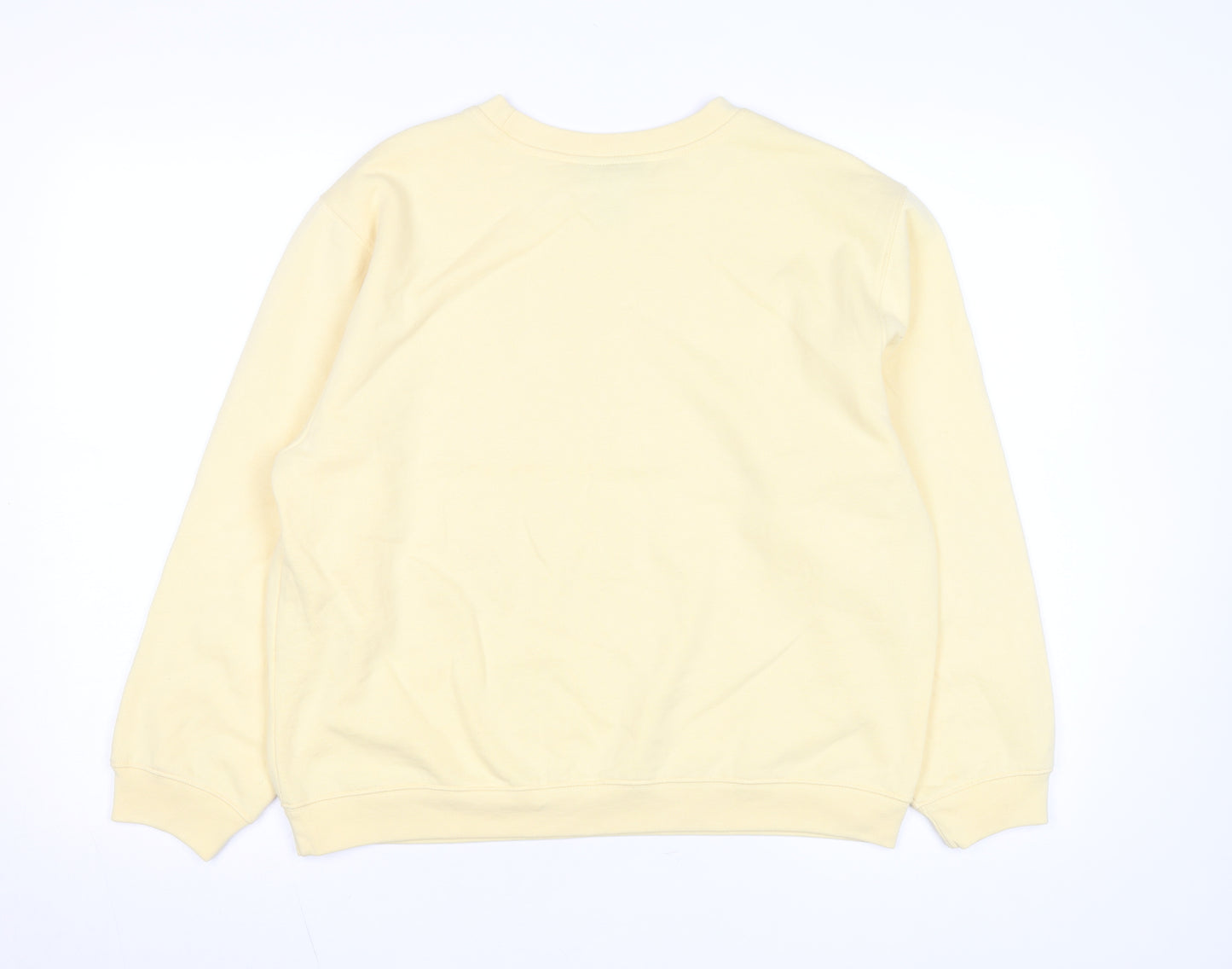 Karen Scott Unisex Yellow Cotton Blend Crew Neck Pullover Sweatshirt L