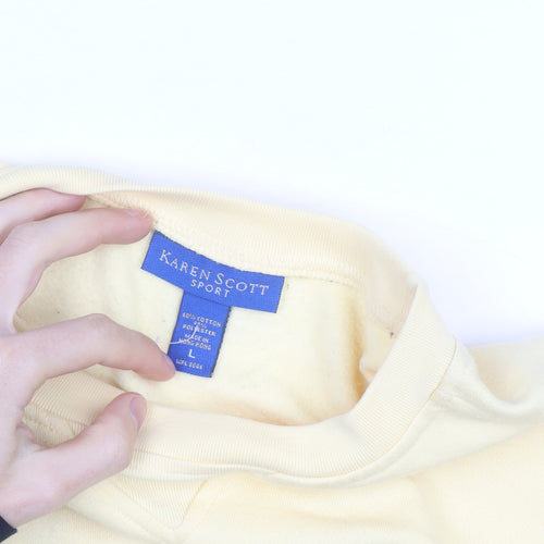 Karen Scott Unisex Yellow Cotton Blend Crew Neck Pullover Sweatshirt L