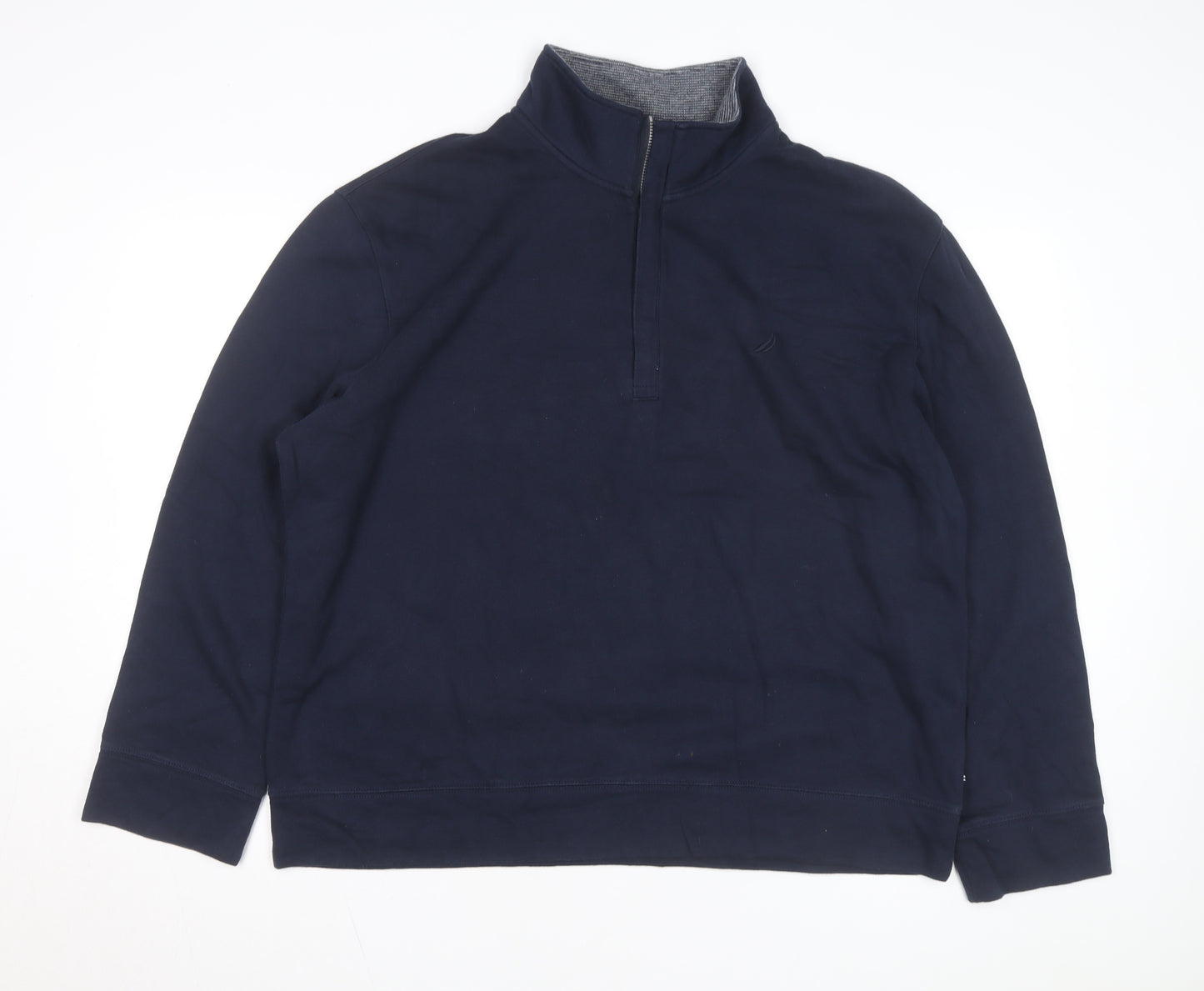 Nautica Men's Blue XL 1/4 Zip Mock Neck Fleece Sweatshirt