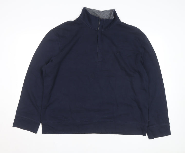 Nautica Men's Blue XL 1/4 Zip Mock Neck Fleece Sweatshirt