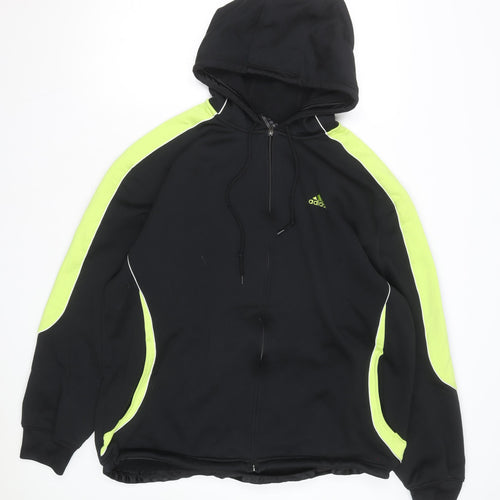 adidas Men's Black Full Zip Hoodie L Sports Fleece Sweatshirt