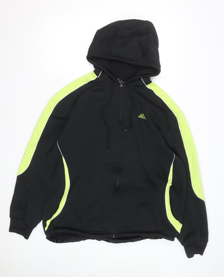 adidas Men's Black Full Zip Hoodie L Sports Fleece Sweatshirt