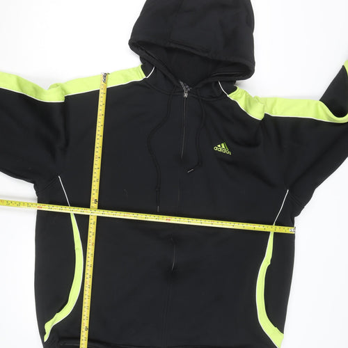adidas Men's Black Full Zip Hoodie L Sports Fleece Sweatshirt