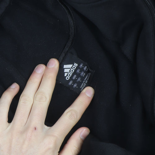 adidas Men's Black Full Zip Hoodie L Sports Fleece Sweatshirt