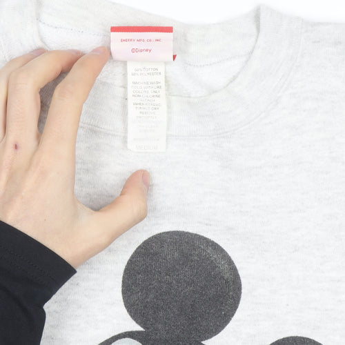 Disney Men Grey Mickey Mouse Florida Graphic Sweatshirt Medium