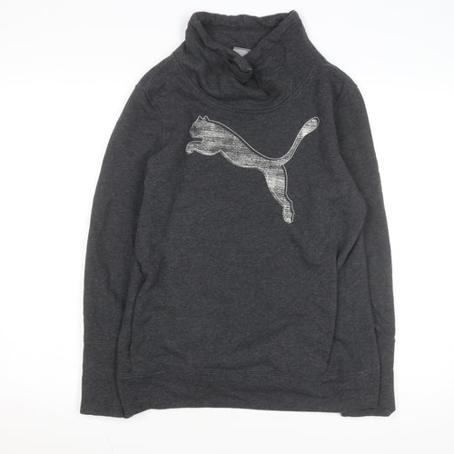 Puma Womens Dark Grey Cowl Neck Pullover Sweatshirt Size 12