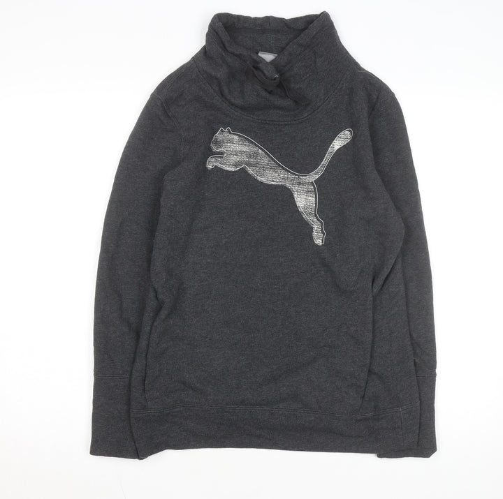 Puma Womens Dark Grey Cowl Neck Pullover Sweatshirt Size 12