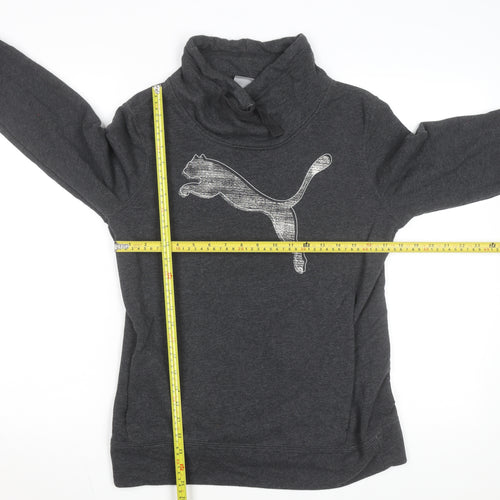 Puma Womens Dark Grey Cowl Neck Pullover Sweatshirt Size 12