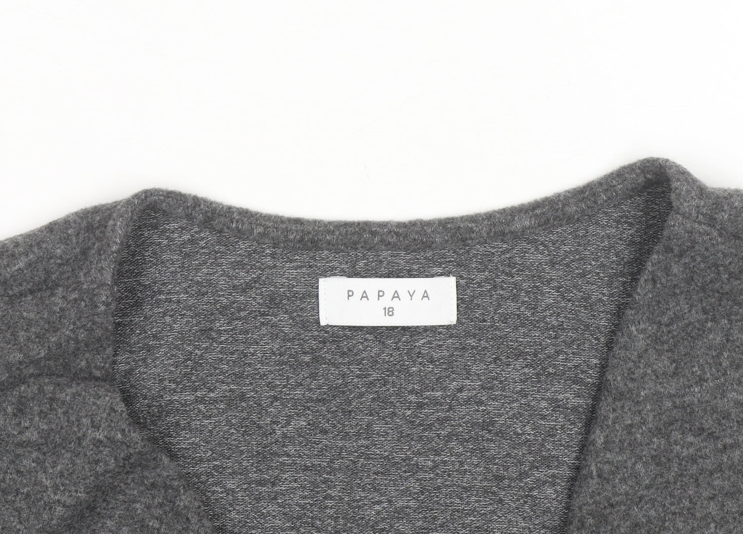 Papaya Women's Grey Wrap Knit Jumper Size 18 V-Neck Long Sleeve