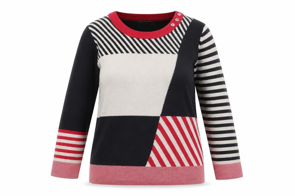Front view of Marks & Spencer Women’s Multicoloured Striped Jumper, size UK 14