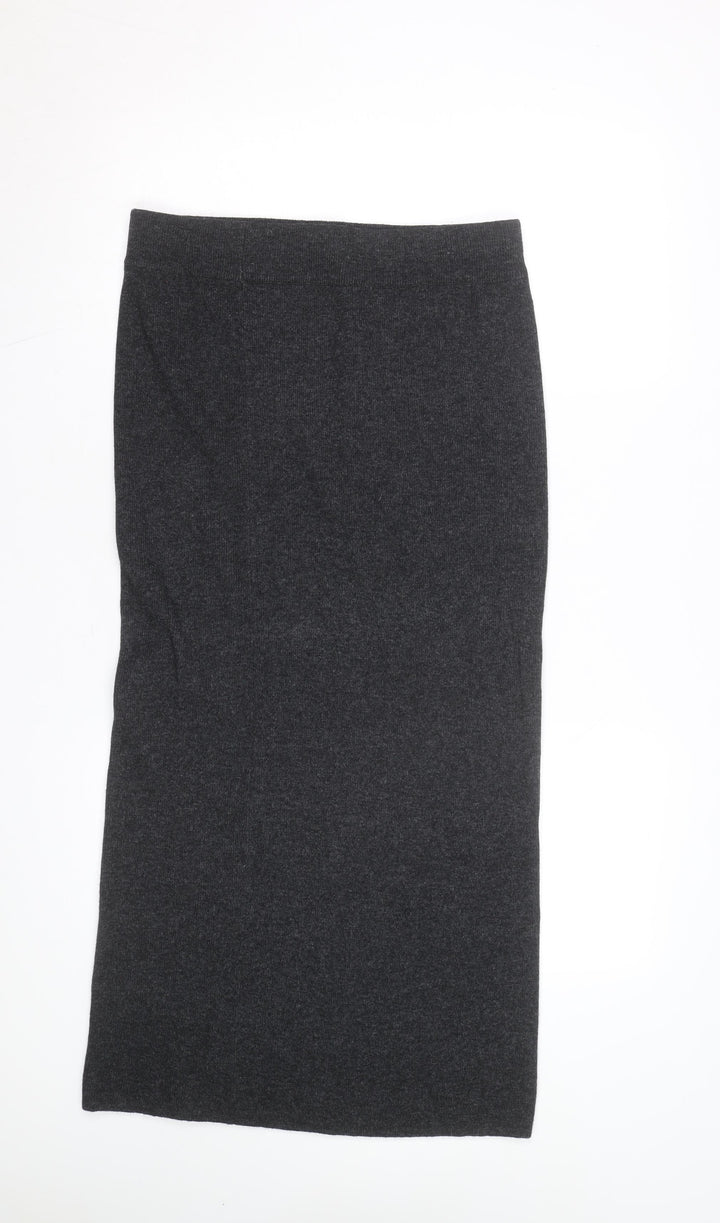 Nightingales Women Grey Wool Blend Pencil Midi Skirt Size M