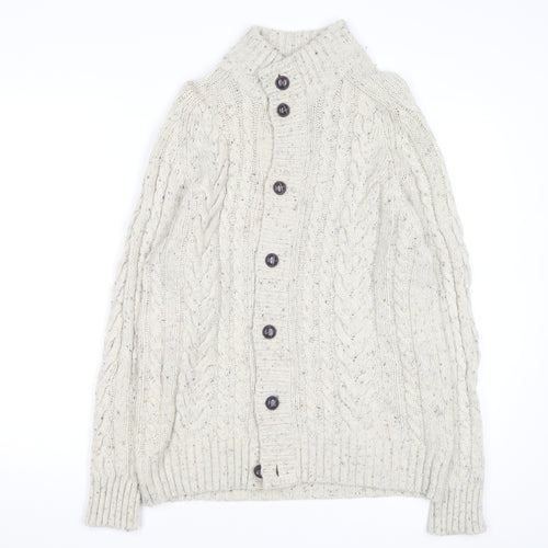 Marks and Spencer Womens Beige Cable Knit Lambswool Cardigan M