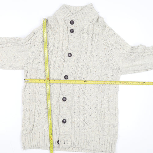 Marks and Spencer Womens Beige Cable Knit Lambswool Cardigan M