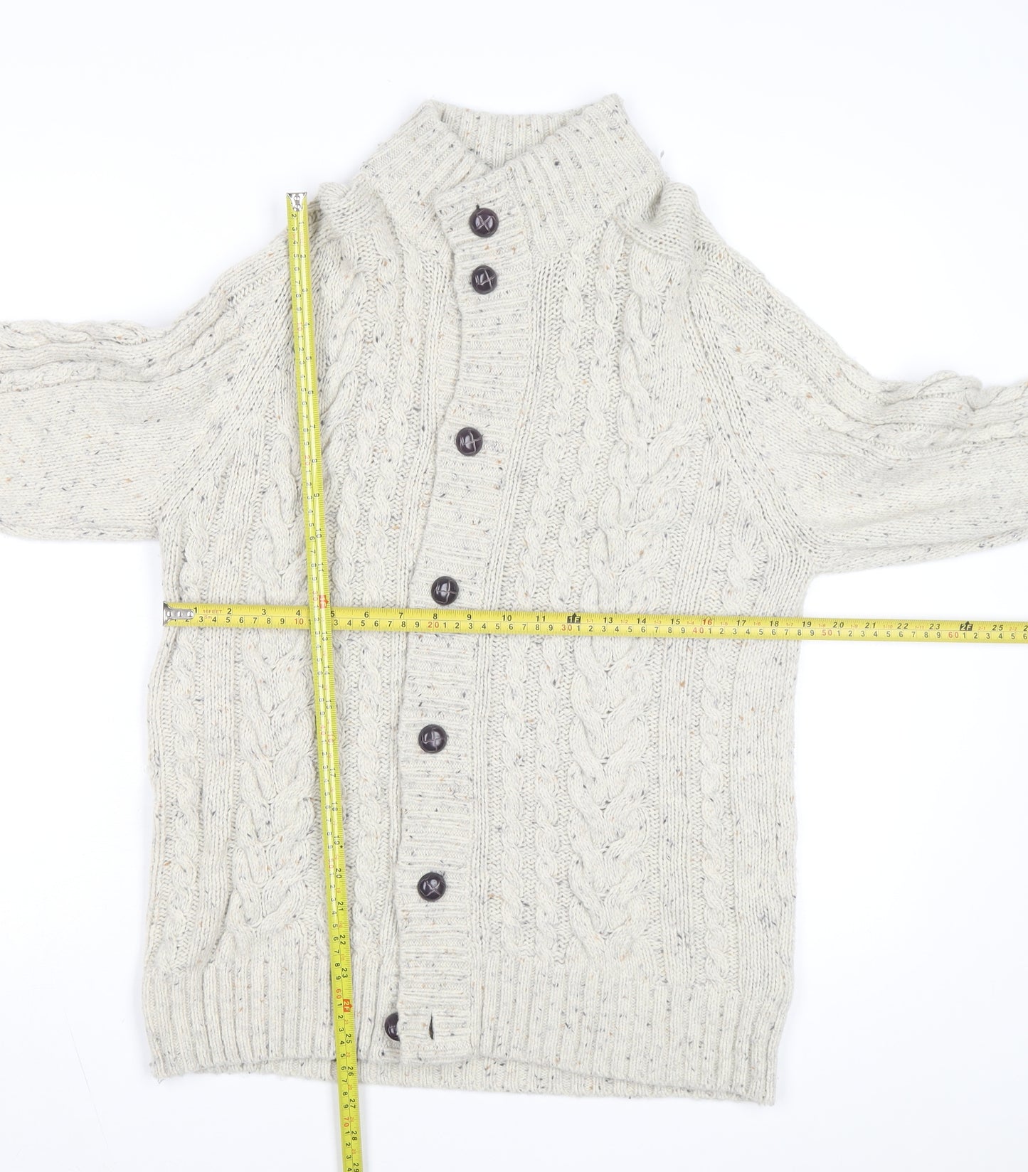 Marks and Spencer Womens Beige Cable Knit Lambswool Cardigan M