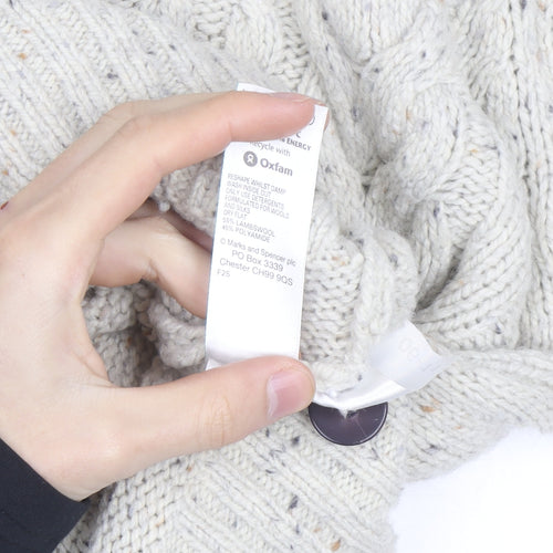 Marks and Spencer Womens Beige Cable Knit Lambswool Cardigan M