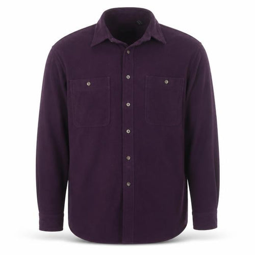 Lands' End Men's Purple Fleece Button-Up Shirt Long Sleeve L Regular