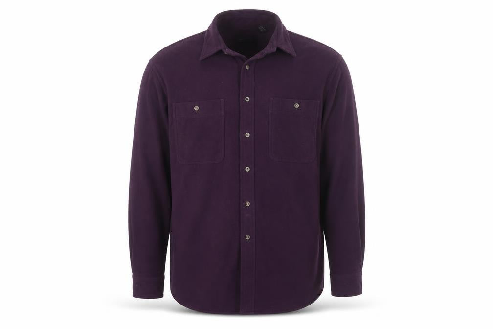 Lands' End Men's Purple Fleece Button-Up Shirt Long Sleeve L Regular