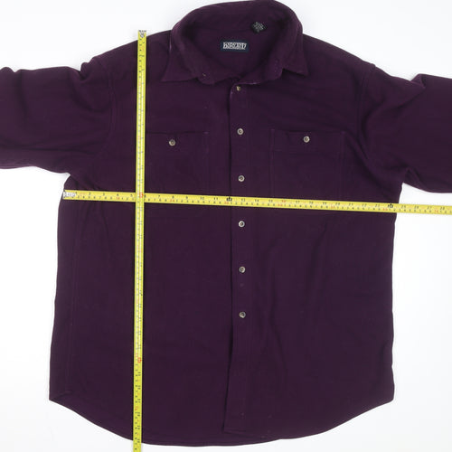 Lands' End Men's Purple Fleece Button-Up Shirt Long Sleeve L Regular