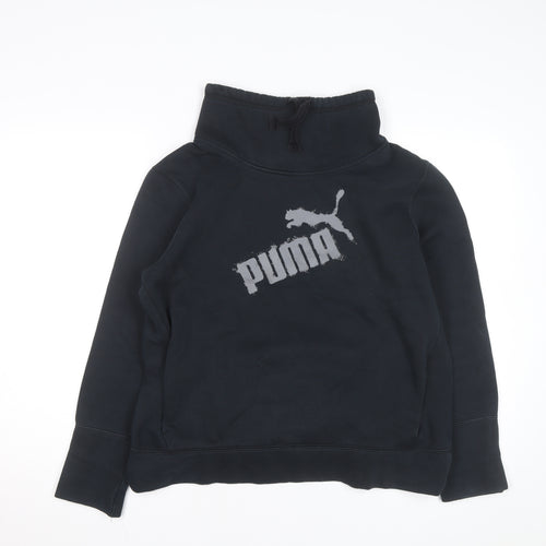 Puma Womens Black XL Pullover Sweatshirt Funnel Neck Logo Jumper