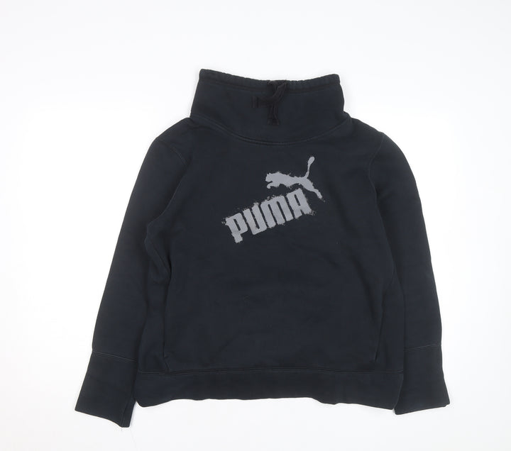 Puma Womens Black XL Pullover Sweatshirt Funnel Neck Logo Jumper