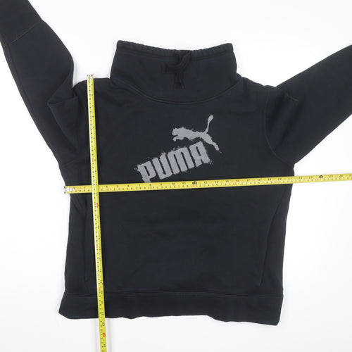 Puma Womens Black XL Pullover Sweatshirt Funnel Neck Logo Jumper