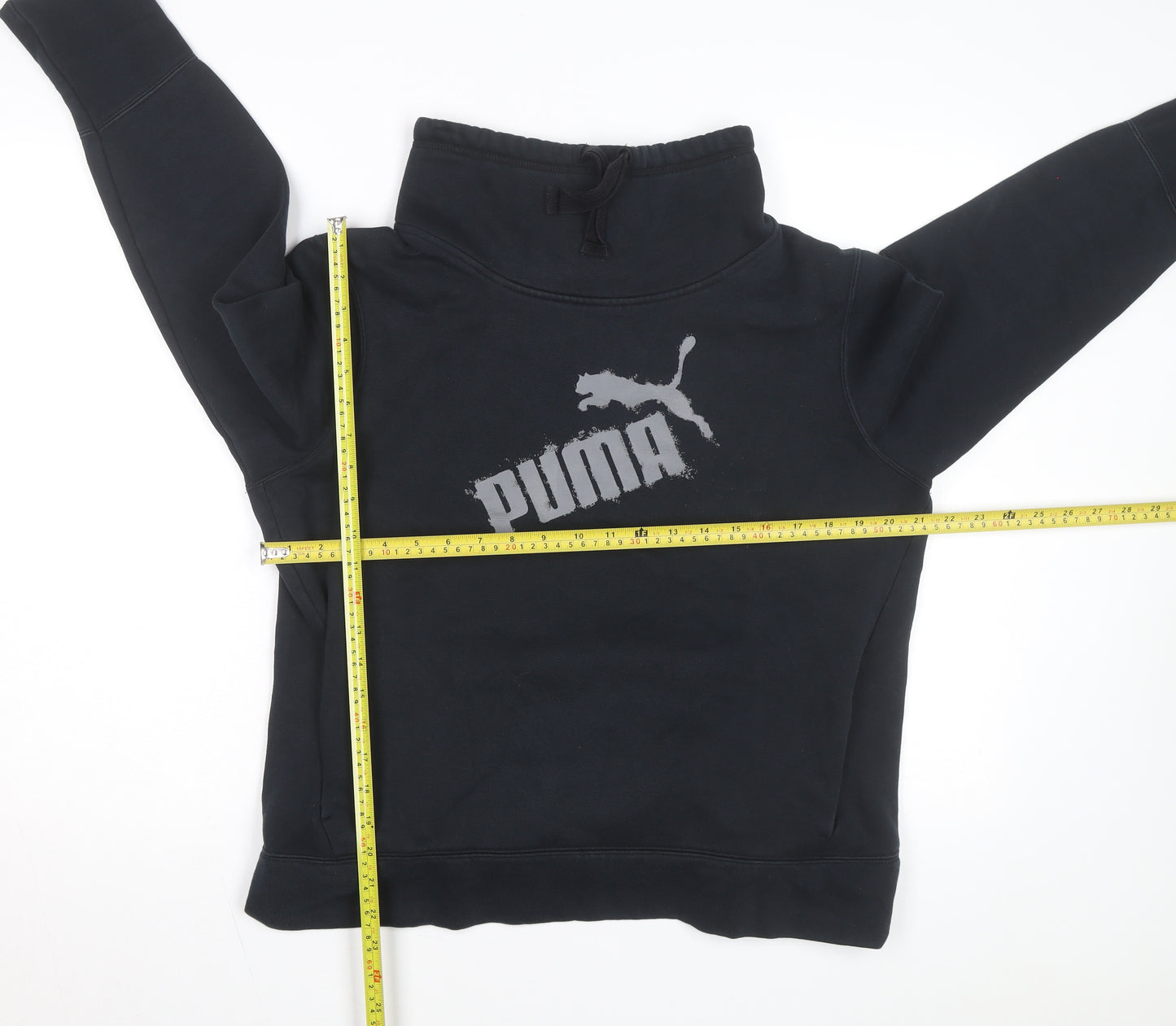 Puma Womens Black XL Pullover Sweatshirt Funnel Neck Logo Jumper
