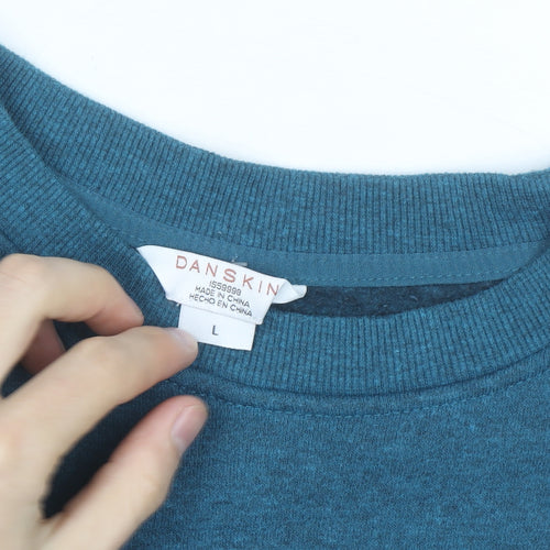 Danskin Unisex Blue Pullover Sweatshirt L Fleece Crew Neck