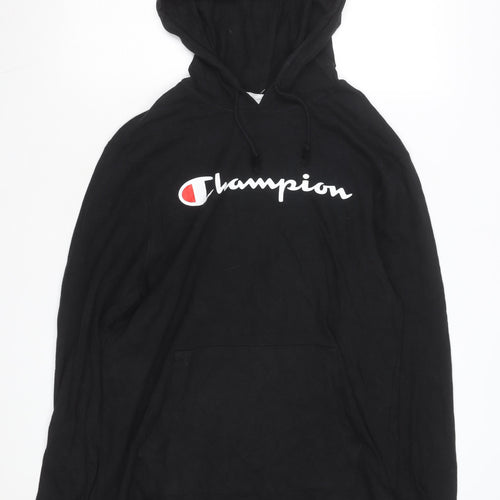 Champion Men's Black Pullover Hoodie L Logo Sportswear