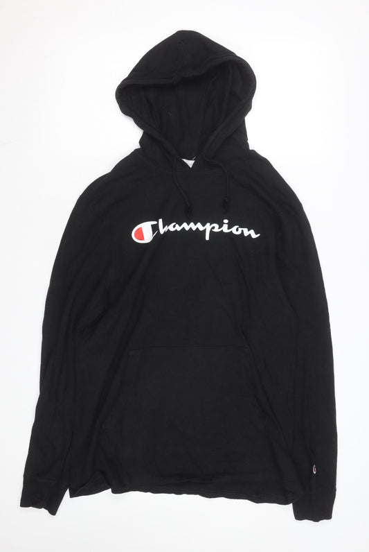 Champion Men's Black Pullover Hoodie L Logo Sportswear