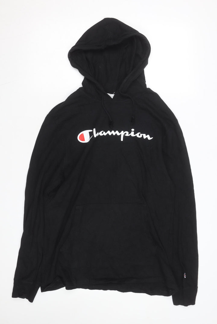 Champion Men's Black Pullover Hoodie L Logo Sportswear