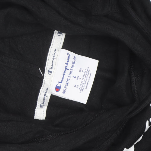 Champion Men's Black Pullover Hoodie L Logo Sportswear