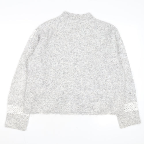 Marks and Spencer Womens Grey Mock Neck Wool Blend Jumper M