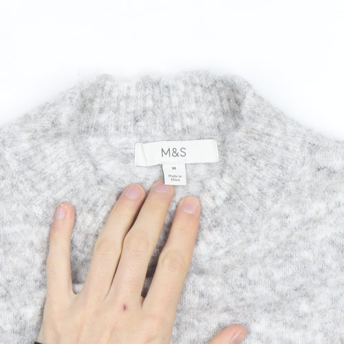 Marks and Spencer Womens Grey Mock Neck Wool Blend Jumper M