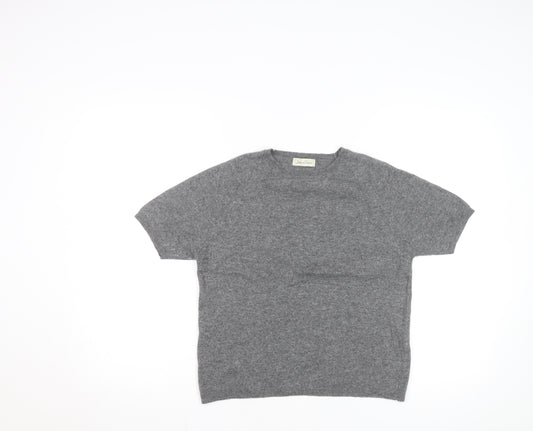 Joie de Vivre Women's Grey Wool Cashmere Short Sleeve Jumper Size M