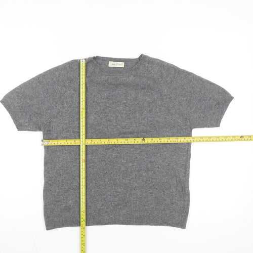 Joie de Vivre Women's Grey Wool Cashmere Short Sleeve Jumper Size M