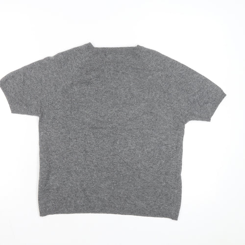 Joie de Vivre Women's Grey Wool Cashmere Short Sleeve Jumper Size M