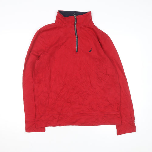 Nautica Men's Red 1/4 Zip Fleece Pullover Sweatshirt Size S