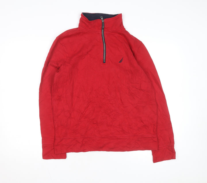 Nautica Men's Red 1/4 Zip Fleece Pullover Sweatshirt Size S