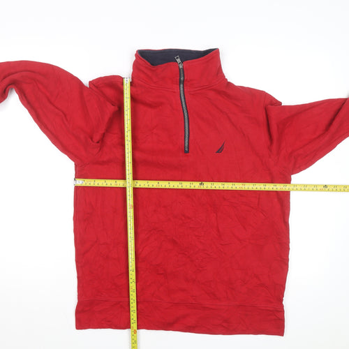 Nautica Men's Red 1/4 Zip Fleece Pullover Sweatshirt Size S