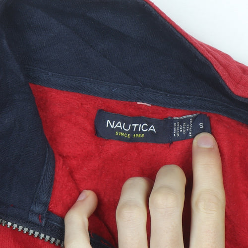 Nautica Men's Red 1/4 Zip Fleece Pullover Sweatshirt Size S
